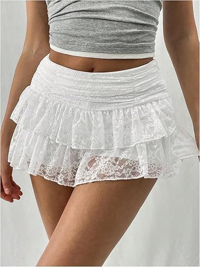 K New Multi Layer Cake Stacking Short Skirt, Spicy Girl, Sexy And Fashionable Lace Short Skirt, Half Length Skirt_ecoleips.com
