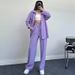 Women's Casual Long Sleeve Shirt & Pants Set - Comfortable Polyester Office Wear, Loose Fit Two-Piece Outfit For Spring & Fall_ecoleips.com
