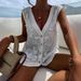 Women's Clothing New V Neck Sleeveless Sexy Embroidered Top Vest Shirt_ecoleips.com