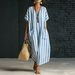 Women's Loose Fit V Neck Striped Floral Print Maxi Dress – Casual Boho Summer Resort Gown 2026_ecoleips.com