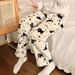 Black Cat Cartoon Pajamas Pants Kawaii Christmas PJS Korean Women Winter Warm Fluffy Flannel Sleepwear Girls Cute PJ Pants_ecoleips.com