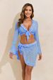 Women's Clothing Sunscreen Long Sleeved Cover Up Beach Skirt Bikini Four Piece Set, Sexy Two Piece Swimsuit_ecoleips.com