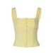 Women's Slim Fit Button-Down Vest Adjustable Waist Cinching Shoulder Straps Summer Layering Staple Top_ecoleips.com