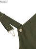 ZANZEA 2023 Womens Summer Sundress Elegant Overalls Dress Solid Suspenders Vestidos Female Square Neck Buckle Robe Femme_ecoleips.com