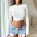 Women's round Neck Short Cropped T-Shirt Long Sleeve Sexy Hot Girl European American Style Top for Autumn_ecoleips.com
