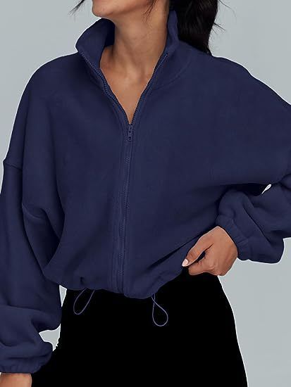 Women's Fleece Zip-Up Jacket - Stand Collar Plush Lined Outerwear For Casual & Athletic Wear (S-XXL, 7 Neutral Colors)_ecoleips.com