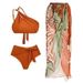 Bohemian Style Holiday New Suit Swimsuit Women Gem Jewelry Bikini Wrap Skirt Three Piece Suit European And American_ecoleips.com