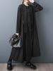 Black Vintage Lace-Up Shirt Dresses For Women Autumn New In Long Sleeve Loose Casual Long Dress Fashion Elegant Clothing 2025_ecoleips.com