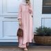 Verve 2025 Summer Muslim Two-piece Set Solid Color Casual Loose Plus Size Women's Clothing_ecoleips.com