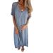 Fashionable Cotton And Linen V-Neck Semi-Formal Dress_ecoleips.com