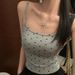 Spicy Girl Polka Dot Camisole Slim Fit Inner With Pads Beautiful Back Wrapped Chest Large U-Back Exposed Outer Wear Base_ecoleips.com