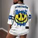 European American Cross-Border Loose Casual Smiley Face Letter And Number Print Women's Sho Sleeve Spos_ecoleips.com