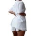 Women's Casual Summer Two-Piece Set - Solid Color Loose Fit Shirt & Shorts Outfit_ecoleips.com
