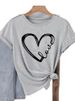 European And American Cross-border Foreign Trade Wholesale Clothing, Simple Heart-shaped Round Neck Plus-size_ecoleips.com