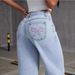 Bowknot Embroidered Jeans For Women Y2K Straight Loose Long Pants High Waist Slimming_ecoleips.com