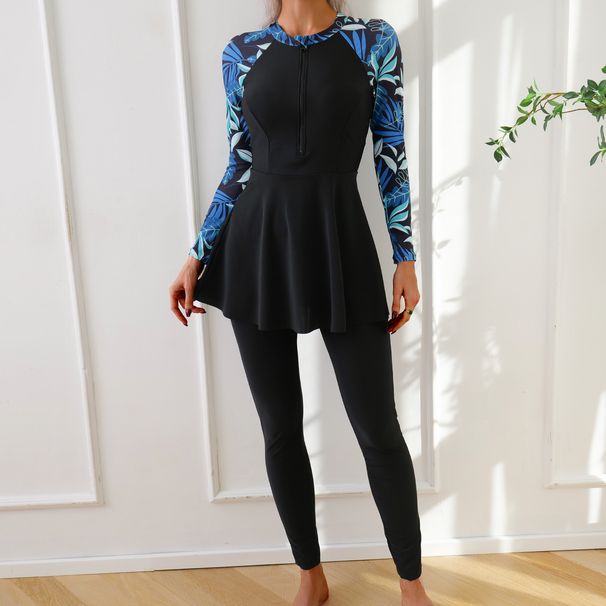 Women's Clothing Muslim Swimsuit Sun Protection Conservative Long Sleeved Trousers Two Piece Swimsuit_ecoleips.com