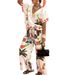 Women's Clothing Casual Loose V Neck Short Sleeved Printed Linen Wide Leg Trousers Suit_ecoleips.com