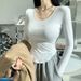 2025 Pure Desire Style Sexy Base Shirt, Women's Long Sleeved T-Shirt, 2025 Autumn Winter New Item, Slimming And Tight_ecoleips.com