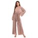 Verve Muslim Pleated Beaded Bell Sleeve Loose Jumpsuit Set For Women 1635_ecoleips.com