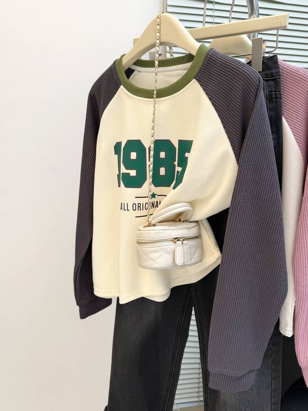 American-style Spring Autumn 2025 New Raglan Hoodless Sweatshirt For Women, Thin And Loose, Korean-style_ecoleips.com