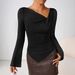 Women's Asymmetrical Neck T-Shirt Slim Fit Top Autumn Winter New Style Clothing_ecoleips.com