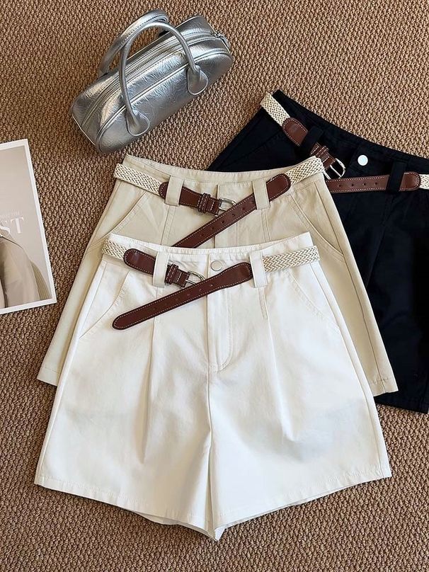 New Version Internet Celebrity Hot Girl High-End Denim Washed Cotton Fabric Versatile High-Waist Shorts Wide-Leg_ecoleips.com