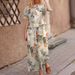 Women's Clothing Printed Cotton And Linen Job Floral Short Sleeved Casual Nine Point Pants Suit_ecoleips.com