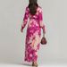 Elegant Style Printed Chiffon Long Dress V Neck Tie Waist Elegant Classy Spring New Style Long Sleeved_ecoleips.com