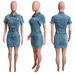 Women's Slim Fit Stretch Denim Bodycon Dress Jumpsuit Short Skirt American Sexy Button Style_ecoleips.com