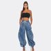 Women's Clothing Slim Straight Jeans Elastic Waist Drawstring Tie Leg Bow Casual Loose Fit Denim_ecoleips.com
