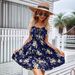 2026 European And American Summer New Elegant Sleeveless Pullover Printed Elastic Waist Strap Short Dress For_ecoleips.com