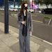 girl Girl Fashion Design Ribbon Woolen Blazer Women's Casual Trousers Autumn Winter New Two-Piece Set Korean Style_ecoleips.com