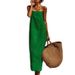 Women's Solid Color Halter Backless Sleeveless Loose Fit Maxi Dress – Casual Summer Resort Gown 2026_ecoleips.com