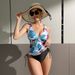 Women's Floral Print High-Waist Bikini Set - Adjustable Ties & Triangle Top - Soft Polyester Swimwear For Beach & Pool_ecoleips.com