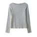 2025 #Selection Of Premium Products # Micro Rolled Edge Age Reducing Polka Dot T-Shirt For Women's Long Sleeved 2025 Autumn_ecoleips.com