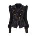 Women's Clothing Black Sequined Mesh Padded Shoulder Sleeve Coat Top With Metal Buckle Sophisticated Suit Elegant Style For Women_ecoleips.com