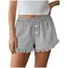 Women's Pleated Boxer Shorts, New Trendy Versatile Beach Shorts With Pockets, Cross-border European And American_ecoleips.com