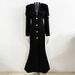 K New Fashion Heavy Industry Nail Bead Three-dimensional Flower Green Fruit Collar Dress Formal Dress Long Skirt_ecoleips.com