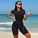 Women's Clothing New Short Sleeved Zipper Swimsuit One Piece Surfing Suit Diving Suit_ecoleips.com