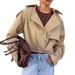 Casual Workwear Trench Coat Women's Design Sense Loose Short Suit Collar Double-Breasted Jacket Jacket Women's Clothing_ecoleips.com