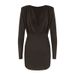 New European And American Style V-neck Sexy Fashion Long-sleeve Solid Color High-waisted Pleated Bodycon Dress,_ecoleips.com