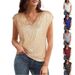 Women's Sparkly Sequined Vest Party Shirt V Neck Short Sleeved Blouse_ecoleips.com