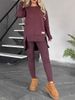 Women's Clothing Autumn And Winter Hot Selling Women's Tops Slit Long Sleeved Round Neck Casual Solid Color Suit_ecoleips.com