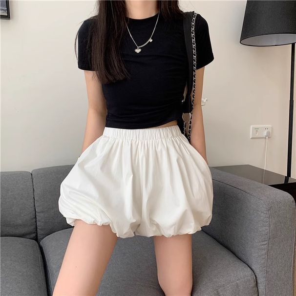 Women's Wide Leg Pants Casual Elastic Waistband Slimming Loose Fitting Tulip Shaped Pumpkin Lantern Style Shorts for Summer 2024_ecoleips.com