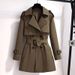 Petite Women's Trench Coat – Slim-Fit Mid-Length British Style Jacket For Casual & Office Wear, Lightweight Polyester, Belted Waist_ecoleips.com