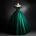 Women's Clothing Green Off The Shoulder Prom Dress Women's Lace Sequins Formal Evening Gown One Shoulder Style New Party Wear_ecoleips.com