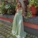 Sexy Elegant Women Spaghetti Strap Maxi Dress Open Back Design Slimming Bodycon High Split Long Party Dress_ecoleips.com