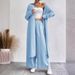 Pus Size Two Piece Set Loose Fitting Long Shirt Wide Leg Pants Fashion Sportswear For Spring Autumn_ecoleips.com