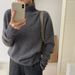 Women's High Neck Chunky Knit Sweater - Oversized Casual Turtleneck Pullover, Soft Acrylic Blend, Solid Color Winter Thermal Top (Grey, Black, Beige)_ecoleips.com
