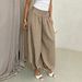 Loose High-Waisted Lantern Pants Women's Casual Cotton Linen Solid Color Drapey European American Style Harem Pants_ecoleips.com